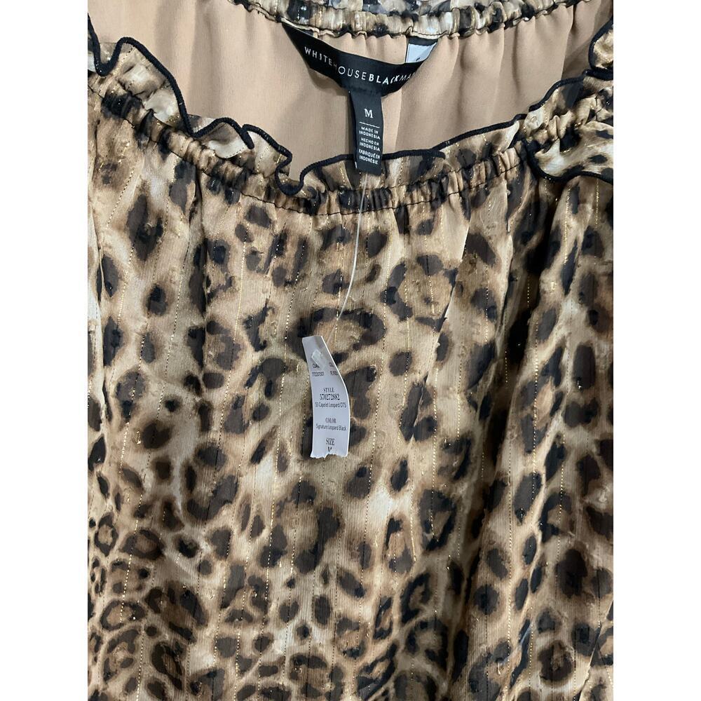 NWT White House Black Market Top Leopard Off-The-Shoulder Capelet Medium Sheer - Picture 6 of 6